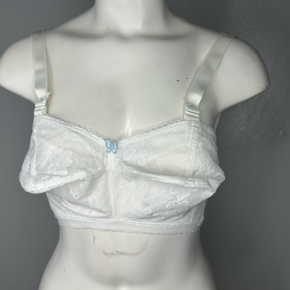 VTG Colesce Couture Lingerie White Lace Nursing Bra Sz 30 G